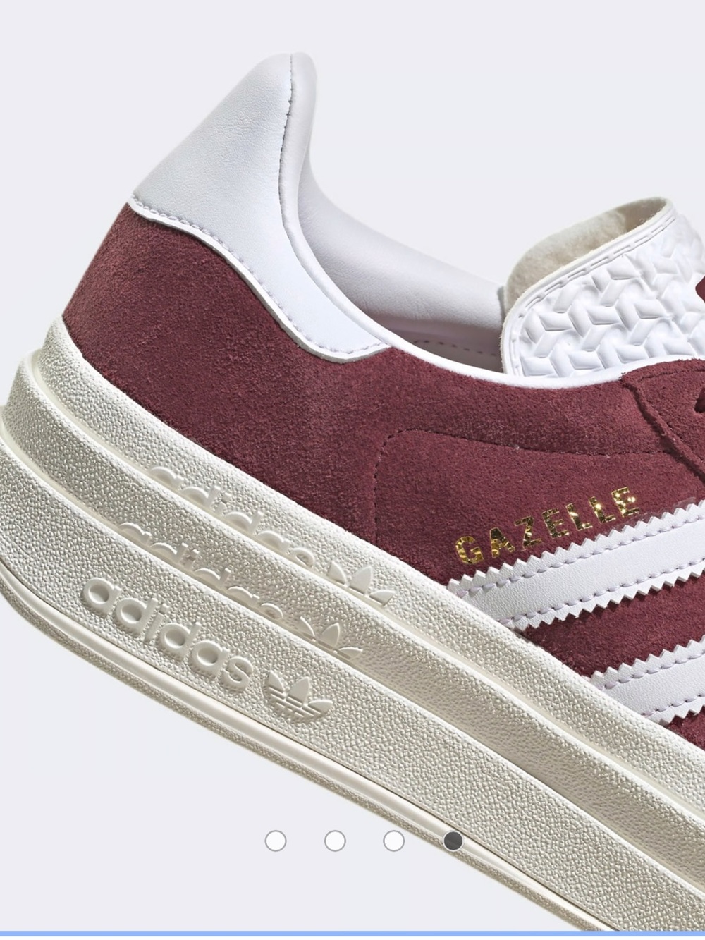 adidas Originals Gazelle Bold trainers in shadow red and cloud white - Picture 4 of 12